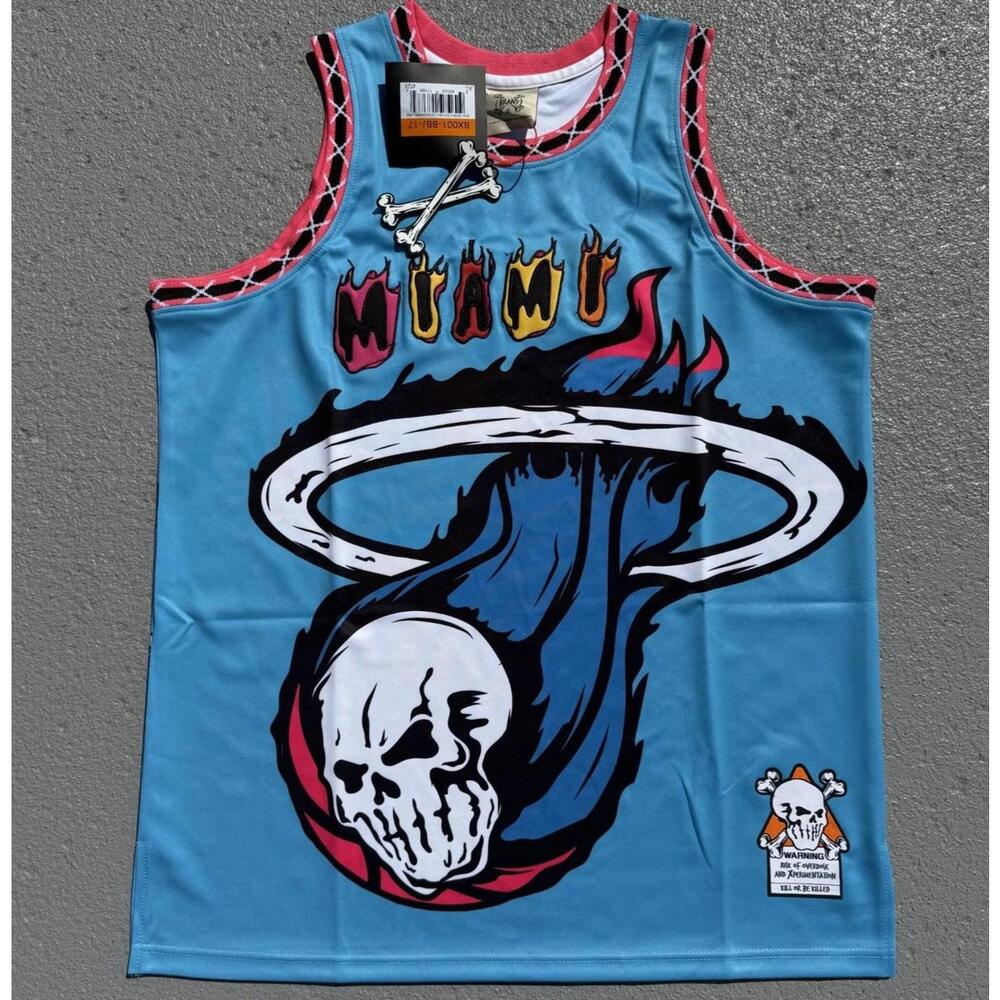 Men's NBA Miami Heat Dwyane Wade x LeBron James Jersey Brand X Blue Size XL